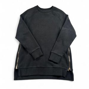 Varley Ribbed Sweatshirt Women’s XS Black Crewneck Gold Zipper Athleisure